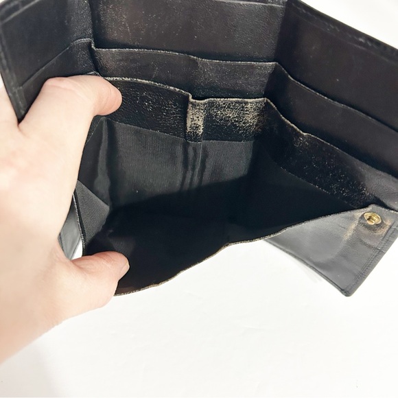 Vintage Unbranded Leather Wallet with Snap Closure and Kiss Lock Change Purse 🖤 - Picture 11 of 15